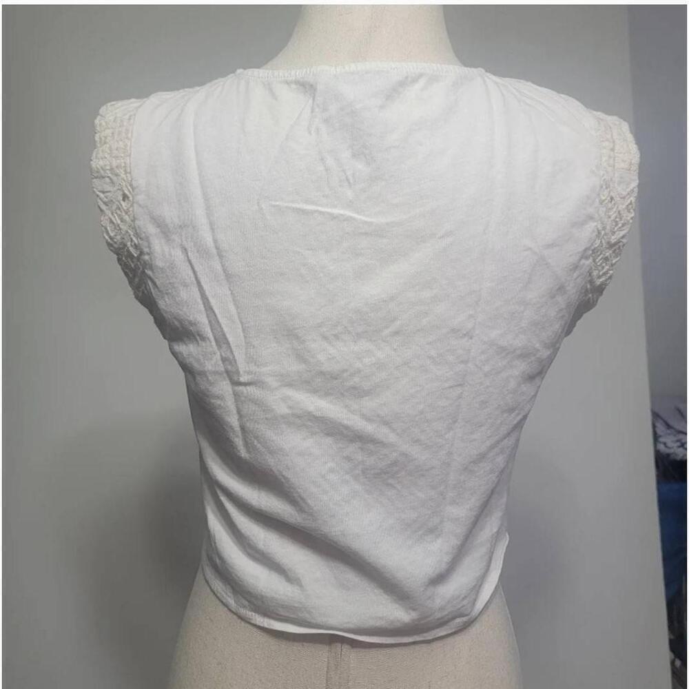 Zara Guipure Embroidery Crop Blouse Lace Short Sleeve Crewneck Size Small - Picture 8 of 12